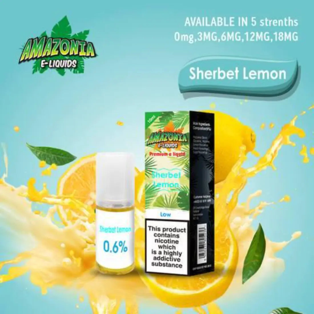 Amazonia 10ml E-Liquid 50/50 | All Flavours - Pack of 10 Sherbet Lemon