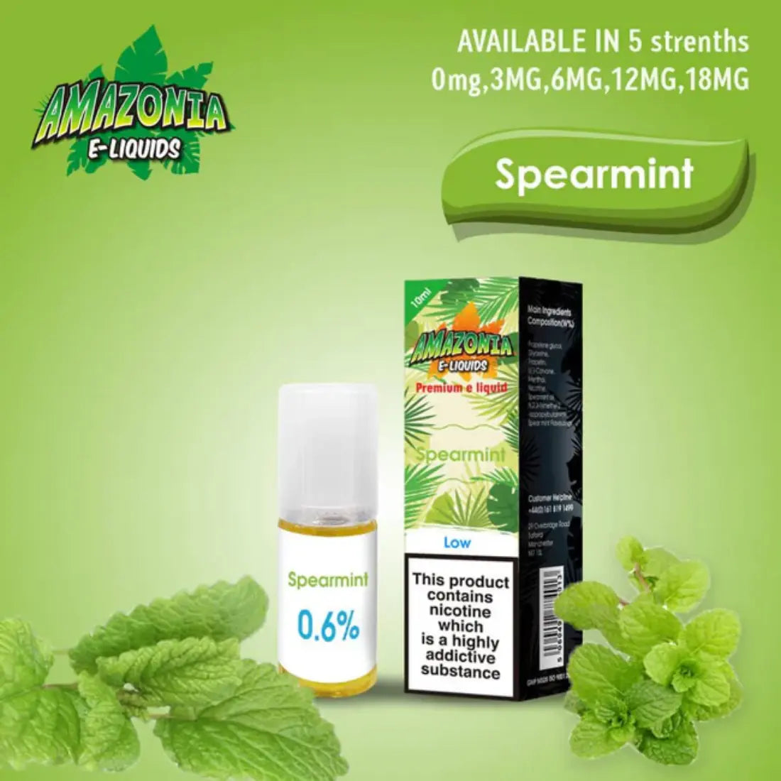 Amazonia 10ml E-Liquid 50/50 | All Flavours - Pack of 10 Spearmint