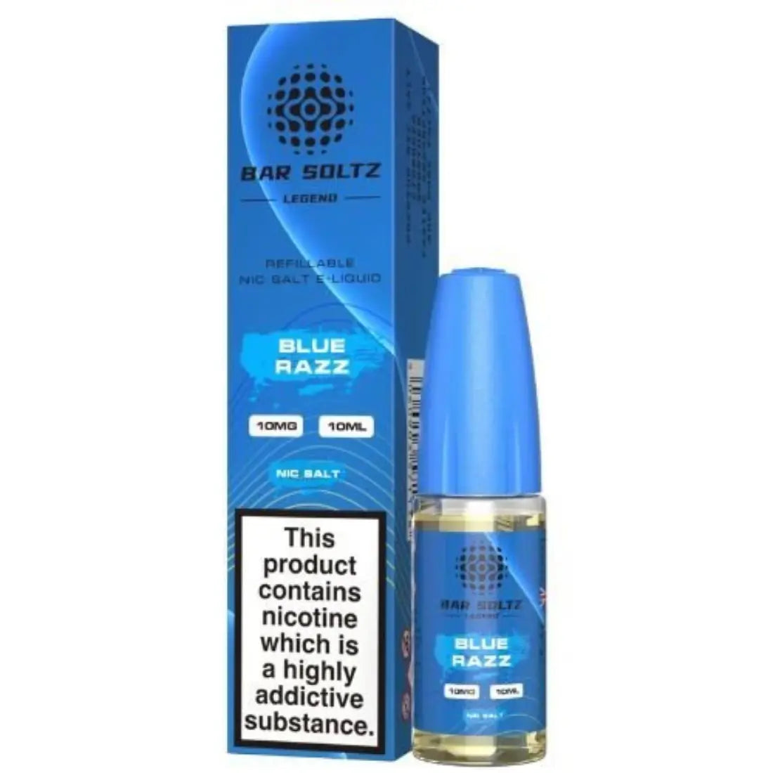 Pack of 10 Bar Soltz 10ml Nic Salt E-Liquid Blue Razz